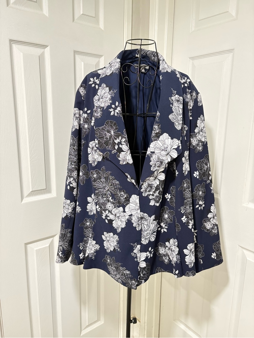 NWOT Jessica London Floral Print Navy Tailored Blazer Jacket - Women Plus Size